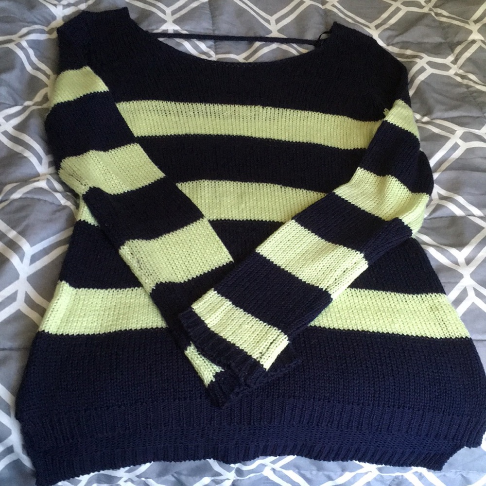 Cute and comfy blue and green striped sweater